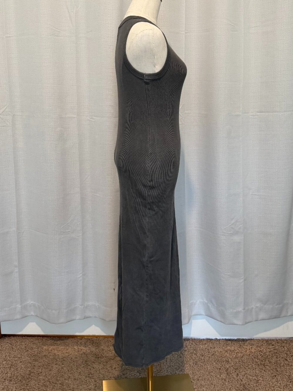H&M Gray Ribbed High Neck Maxi Dress with Slit - Small - Picture 2 of 12